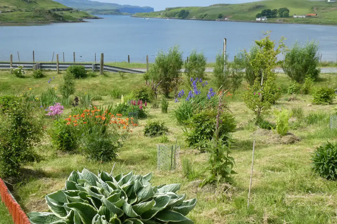 The garden of the self catering accomdation The Causeway in BRacadale on isle of Skyle